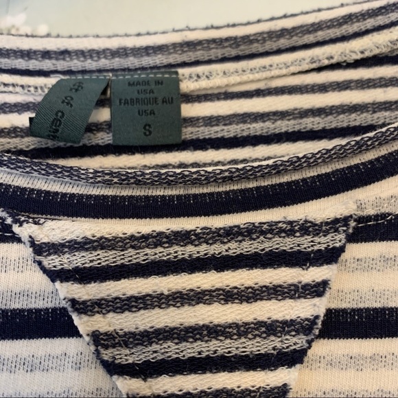 ANTHROPOLOGIE Knit Striped Navy Grey Top Small EUC long sleeve Anthropologie - Picture 7 of 8